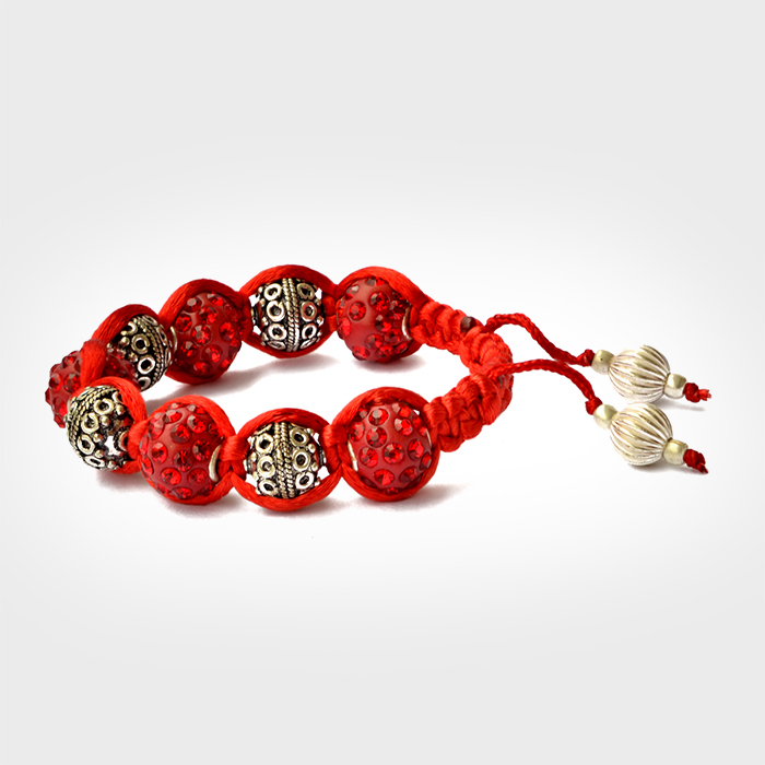 Red and White Crystals Clay Beads Shamballa Bracelet - Ephori London -  Luxury custom natural stone beaded bracelets