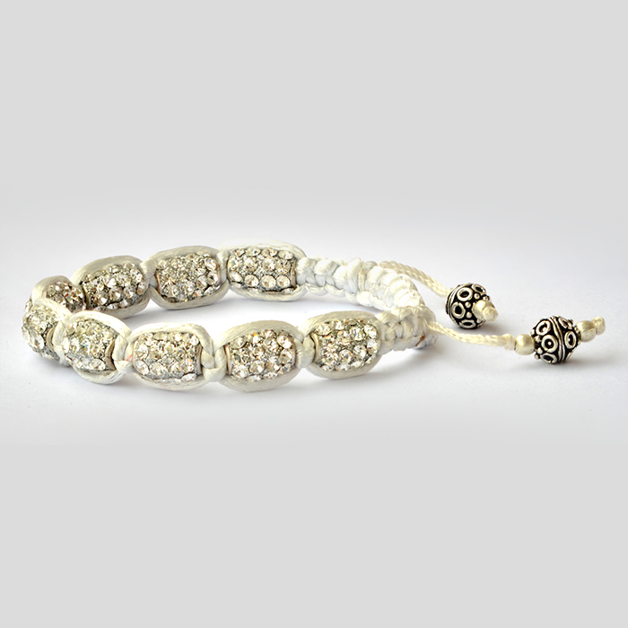 White Shamballa Bracelet With Handmade Beads